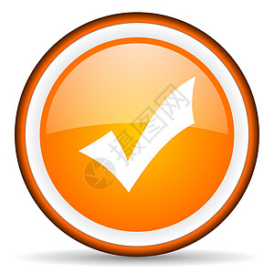 圆logo接受白背景上的橙色光滑圆图标背景