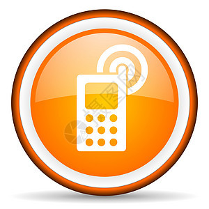 白色背景上的橙色圆圆图标橙子手机互联网网站讲话圆形钥匙数字服务网络图片