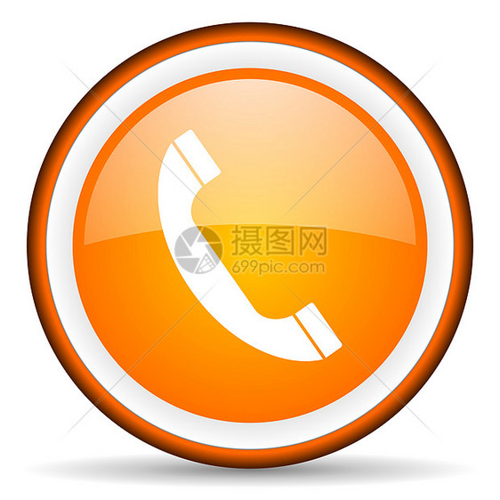白色背景上的橙色圆形图标电话钥匙数字橙子讲话网络按钮手机商业细胞网站图片