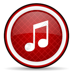 白色背景上的音乐红色光滑图标商业音乐播放器乐器按钮溪流玩家钥匙网络歌曲旋律图片