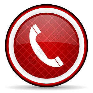 白色背景上的红色红光标图标网站商业讲话电话细胞互联网帮助手机网络圆形图片