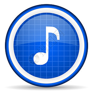 白色背景上的蓝色音乐闪光图标歌曲艺术立体声互联网音乐播放器溪流商业声学控制电话图片