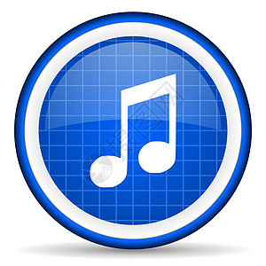 白色背景上的蓝色音乐闪光图标按钮乐器音乐会旋律艺术控制笔记商业互联网圆形图片