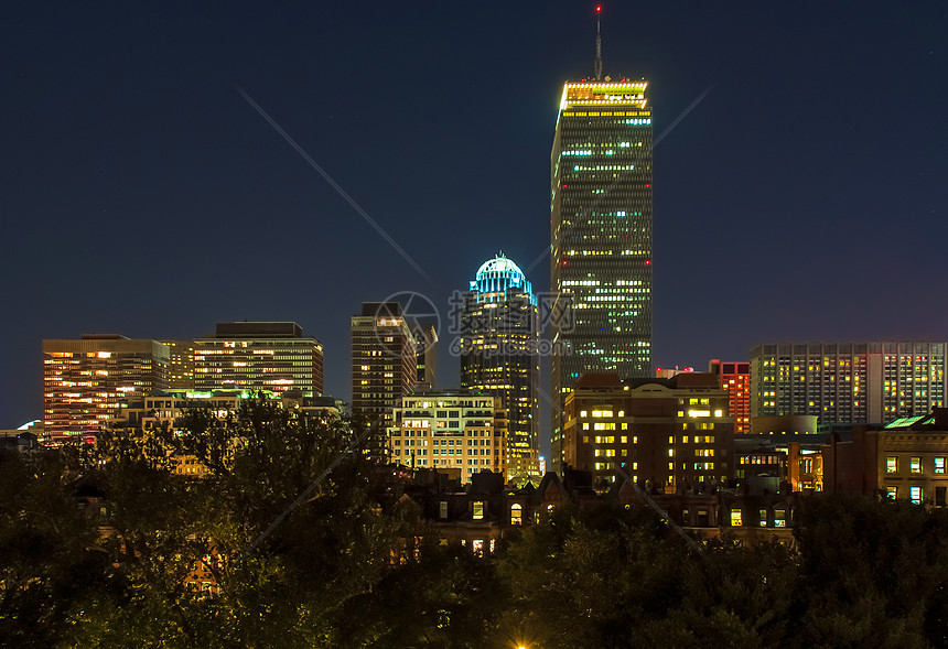 波士顿 Back Bay 天线城市建筑建筑学树木市中心办公室商业摩天大楼地标天空图片