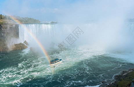 来自尼亚加拉瀑布的彩虹升起边缘假期旅游地方力量瀑布天空薄雾旅行自来水图片