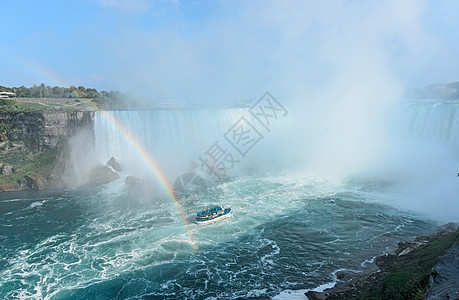 来自尼亚加拉瀑布的彩虹升起天空目的地边缘旅游力量地方摄影旅行薄雾假期图片