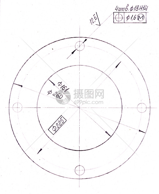 用铅笔制成的机械部件绘图建造文档项目草稿学校蓝图半径乐器技术工程图片