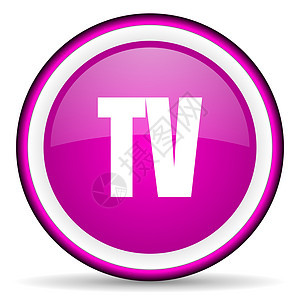 白色背景上的 tv 紫色闪光图标展示按钮手机居住电影商业互联网手表电视网络图片