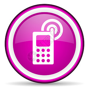 白色背景上的手机紫紫色光标图标图片