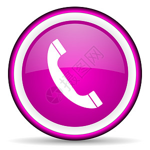 白色背景上的电话紫色闪光图标图片