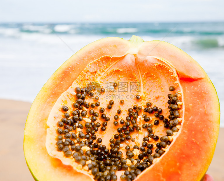 木木谷异国海滨海洋情调食物饮食橙子花饰木瓜营养图片