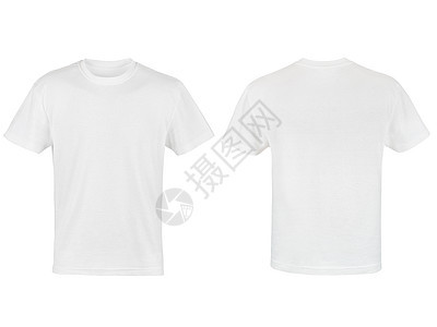 两件白色T恤衫 白背景上孤立衬衫纺织品零售衣服运动男人裙子店铺棉布空白图片