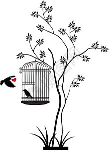以爱笼子里的鸟为例来说明飞行鸟装饰品家庭问候语乐趣漩涡鸟笼享受爱情花园叶子图片