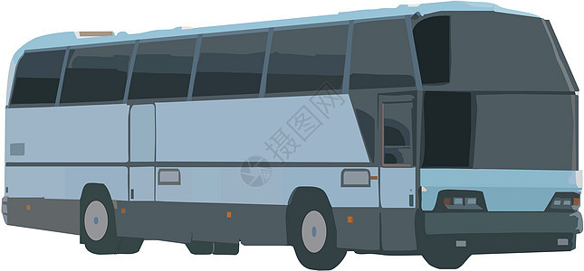 公共汽车总线插图旅行运输白色蓝色旅游灰色教练图片