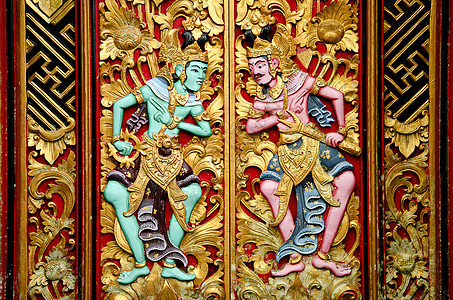 寺庙里的雕刻雕刻品宗教木头数字传统图片