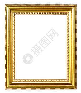 白色背景的金色图片框雕刻装饰品正方形框架古董手工木头艺术家具金子图片