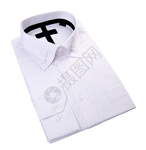 白色背景的着装衬衫空白口袋商业袖子内衬别针男性裙子棉布购物图片