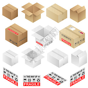 盒子棕色导游邮政警告标签纸板邮资白色送货船运图片