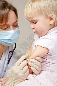 小女婴要打针了病人药品孩子护士发烧治疗疾病注射医生感染图片
