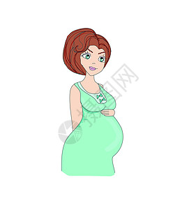 婴儿头发美丽的怀孕女孩海报衣服卡片父母木乃伊快乐幸福女士卡通片家庭设计图片