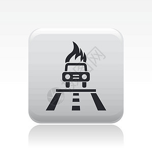 单个孤立汽车燃烧图标的矢量插图背景图片