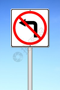 路牌不左转控制圆圈法律车辆蓝色邮政正方形街道交通信号图片