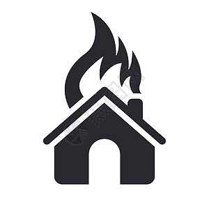 孤立房屋燃烧图标的矢量插图背景图片