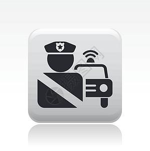 单一警用汽车图标的矢量插图警察控制路障安全背景图片