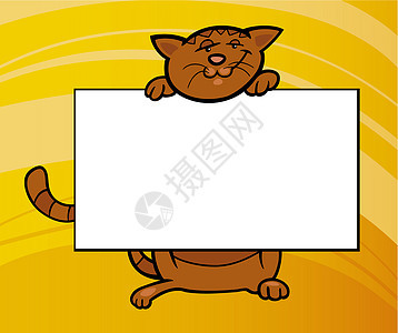 带棋盘或卡片的卡通猫兽医插图明信片木板猫科邀请函问候语宠物动物吉祥物图片
