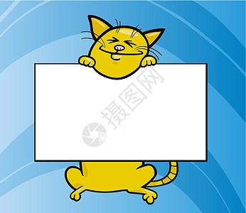 带棋盘或卡片的卡通猫邀请函吉祥物卡通片宠物虎斑兽医快乐文凭框架海报图片