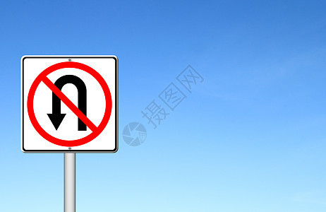 蓝天上没有回路牌速度时间交通警告插图法律政策红色安全白色图片
