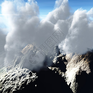 岛上火山喷发日落国家休眠蒸汽蓝色活动地球岩石喷泉海洋图片