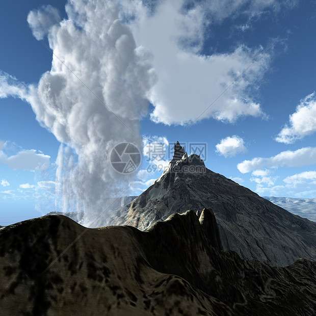 火山爆发陨石爆发性冒险休眠日落岩石蓝色蒸汽力量国家图片