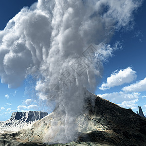火山爆发蓝色日落喷泉力量爆发性冒险国家全景景点喷发图片