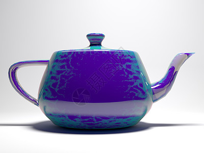 茶壶反射时间仪式蓝色传统服务桌子咖啡背景图片