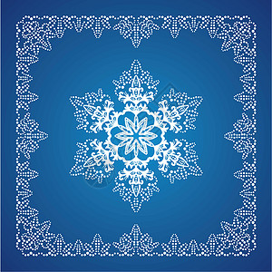 带圣诞边框的单细雪花框架季节冰柱装饰品卡片白色边界蓝色插图薄片图片