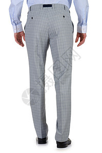 穿着白色长裤的时装概念材料纺织品口袋牛仔裤纤维奢华零售棉布裤子男性图片