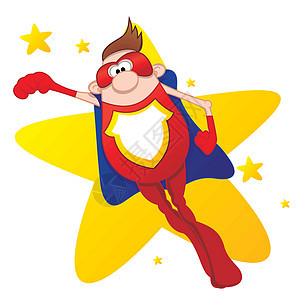 超级英雄冒险插图披风救援戏服男人超级英雄星星拳头力量图片