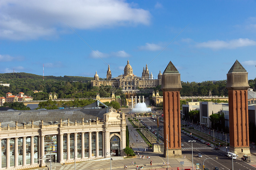 加泰罗尼亚国家博物馆蓝色旅行国家城堡喷泉地标艺术街道景观建筑学图片