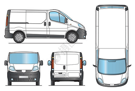 Van 模板  矢量货车白色推介会卡车风俗发动机车辆运输商业插图背景图片