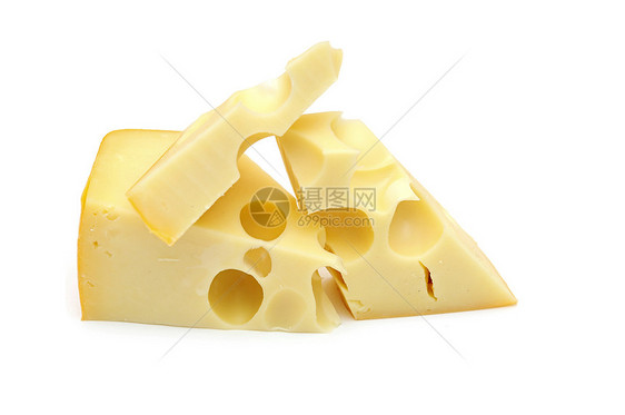 在白色背景上被孤立的奶酪片块食品熟食三角形产品小吃商品黄色早餐奶制品美食图片