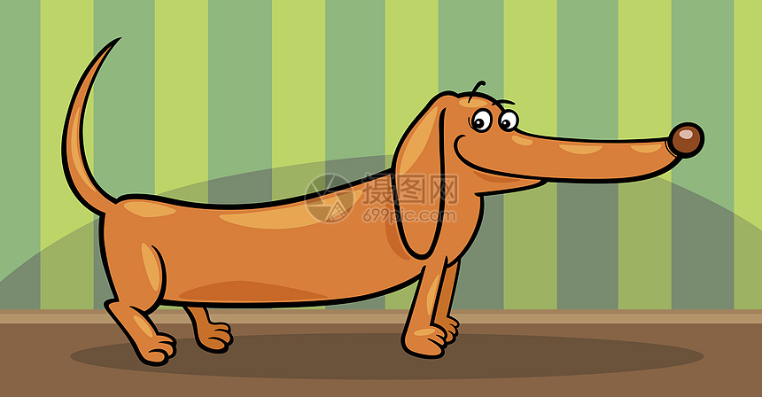 dachshund 狗卡通插图剪贴小狗鼻子房间吉祥物漫画房子快乐卡通片棕色图片