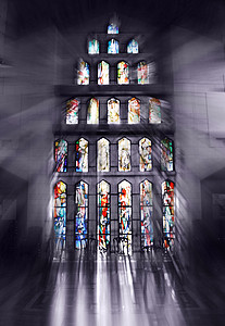 彩色玻璃玻璃宗教教会建筑学旅行蓝色魔法窗户运动大教堂图片