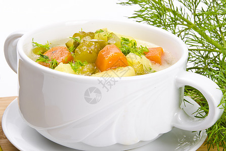 波兰泡黄瓜汤蔬菜盘子草本植物芳香灯泡叶子美食黄瓜洋葱饮食图片
