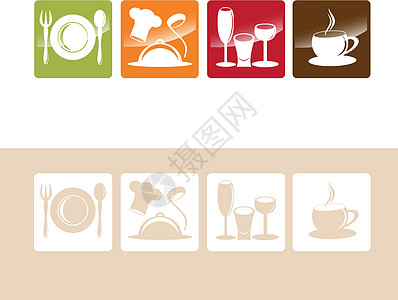 食品和饮料图标酒杯餐厅咖啡烹饪刀具按钮玻璃菜单收藏餐具图片