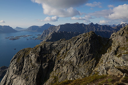 挪威悬崖岛屿首脑全景高度山脉海岸山峰顶峰海洋图片