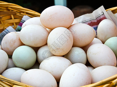 市场上有许多鸭蛋产品早餐店铺超市白色熟食黄色动物鸭子架子背景图片