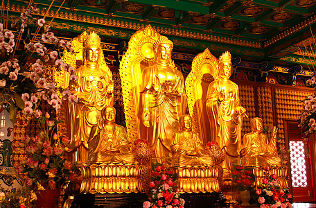 在泰国中国寺庙的金芽佛像文化旅行智慧石头精神信仰雕塑沉思艺术雕像图片