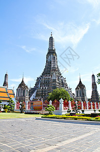 寺和曼谷美丽的蓝天地标神社景观假期寺庙旅行吸引力城市照片文化图片
