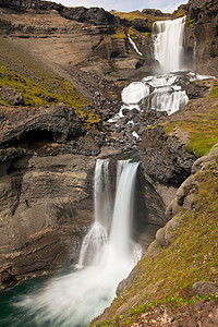 冰岛瀑布海浪岩石冰川地质学荒野蓝色天蓝色天空力量溪流图片